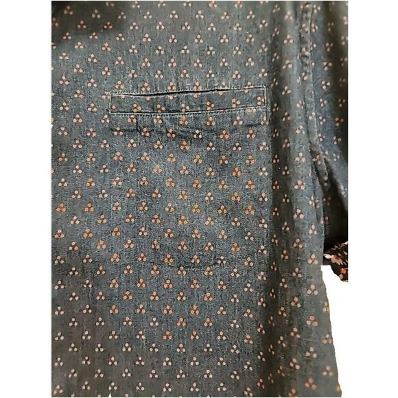 7 Diamonds Shirt Mens L Blue Denim Cotton Stretch Button Up Short Sleeve - Picture 6 of 6
